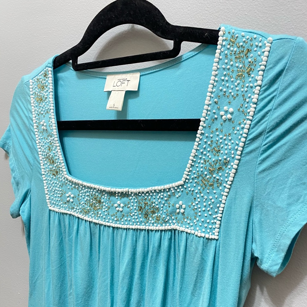 Ann Taylor Loft Aqua Blouse